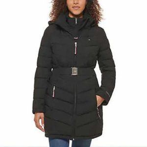 NWT Ladies' Belted Puffer Jacket Tommy Hilfiger  black